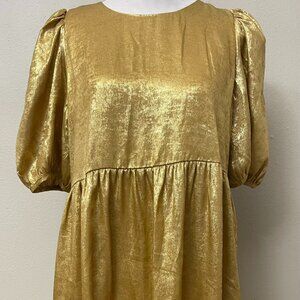 NWT! TCEC Metallic Gold Swing LSU Dress Medium